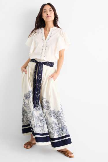 Women - Rangsutra x C&A - skirt - dark blue / creme white