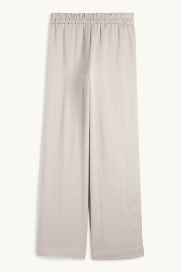 Women - Cloth trousers - mid-rise waist - wide leg - gray