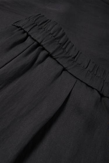 Femmes - Pantalon en toile - mid waist - wide leg - noir