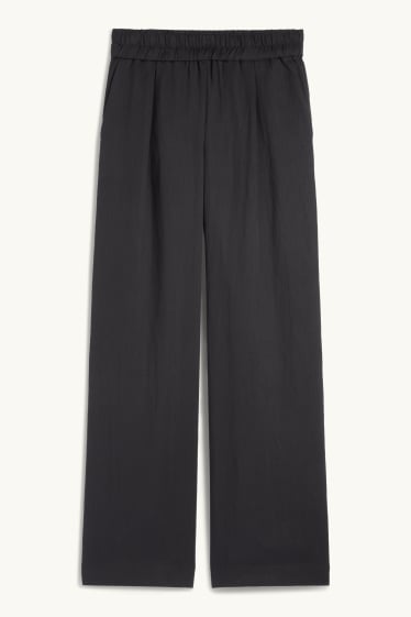 Femmes - Pantalon en toile - mid waist - wide leg - noir