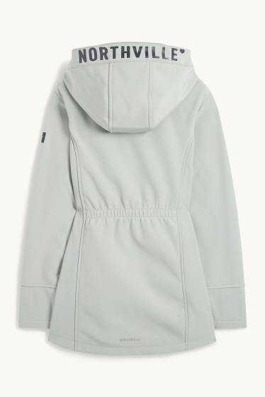 Bambine - Giacca softshell con cappuccio - impermeabile - grigio