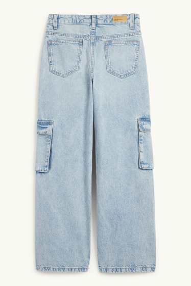 Kinder Mädchen - Cargo Jeans - helljeansblau