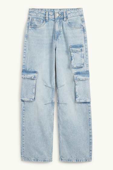 Kinder Mädchen - Cargo Jeans - helljeansblau