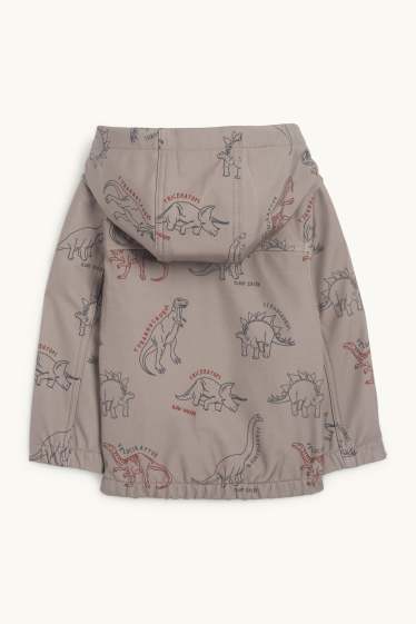 Bambini - Dinosauri - giacca softshell con cappuccio - impermeabile - marrone