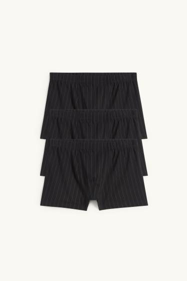 Herren - Multipack 3er - Trunks - gestreift - schwarz