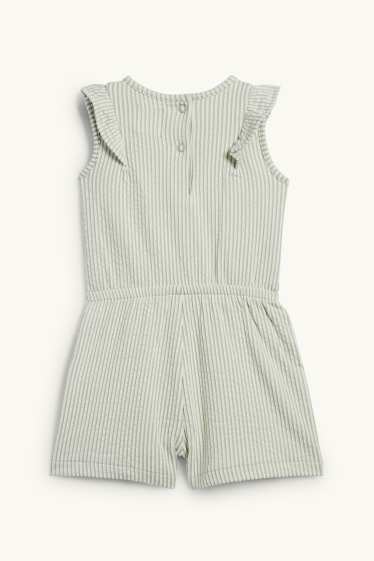 Baby Mädchen - Baby-Jumpsuit - gestreift - strukturiert - grün / cremeweiss
