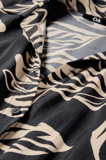 Dames - Jumpsuit - gebloemd - zwart / beige