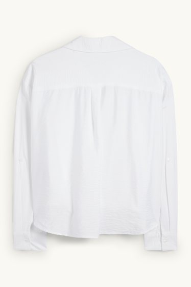 Women - Blouse with knot detail - white