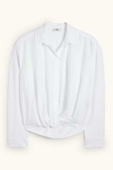 Women - Blouse with knot detail - white