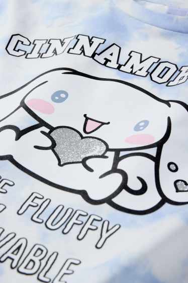 Kinder Mädchen - Cinnamoroll - Kurzarmshirt - gemustert - weiss / hellblau