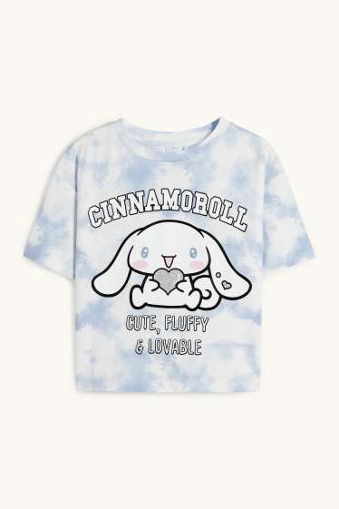 Kinder Mädchen - Cinnamoroll - Kurzarmshirt - gemustert - weiss / hellblau