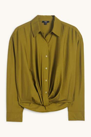 Damen - Bluse mit Knotendetail - grün