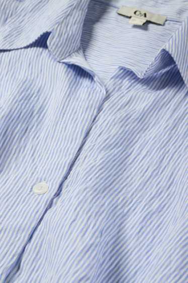 Donna - Blusa con nodo - a righe - bianco / azzurro