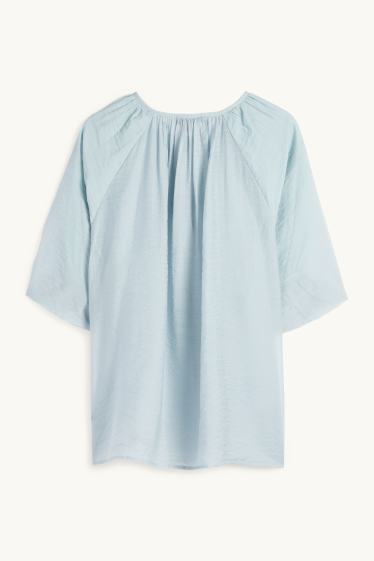 Femmes - Chemisier à col V - bleu clair