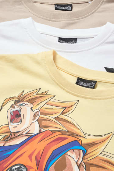 Kinderen: jongens - Set van 3 - Dragon Ball - T-shirt - lichtgeel
