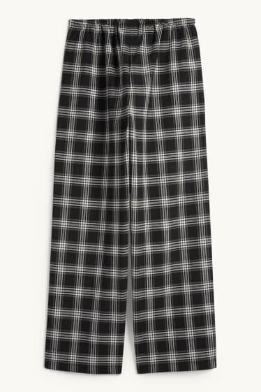 Kinder Mädchen - Stoffhose - kariert - schwarz