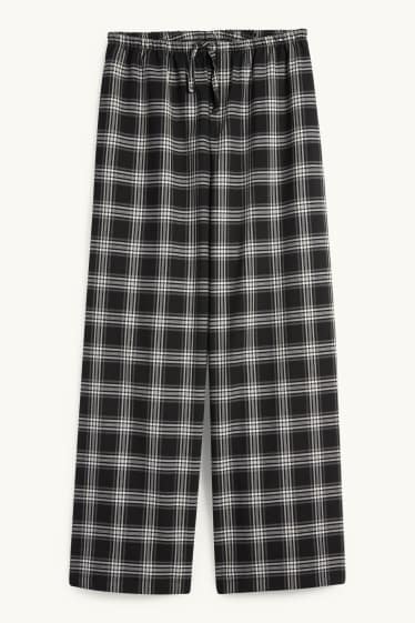Kinder Mädchen - Stoffhose - kariert - schwarz