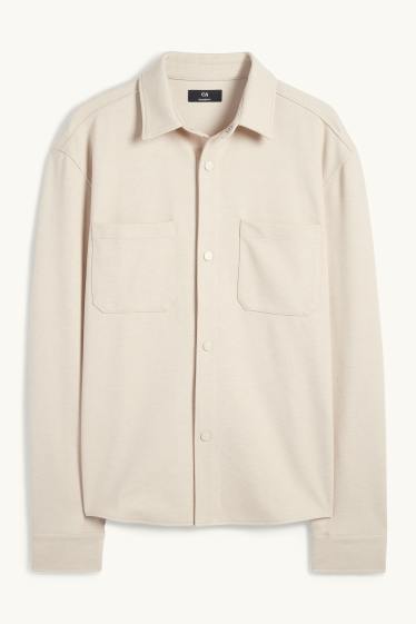Heren - Overhemd - relaxed fit - kent - licht beige