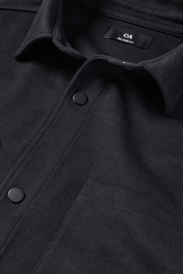 Hommes - Chemise - relaxed fit - col kent - noir