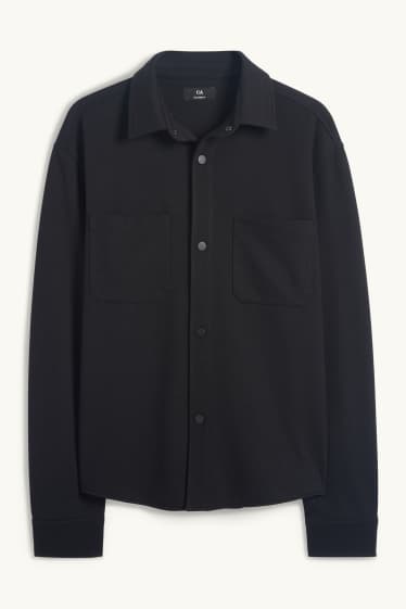 Hommes - Chemise - relaxed fit - col kent - noir
