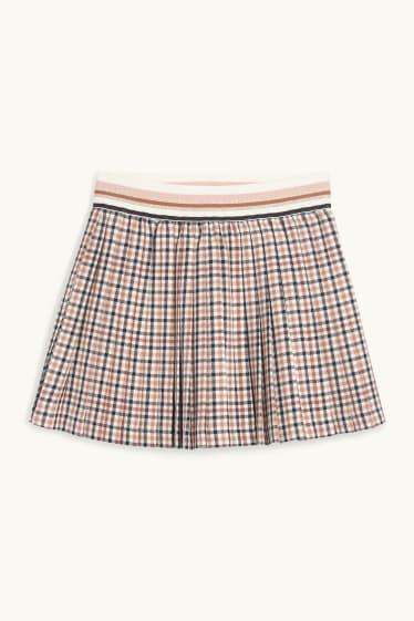 Enfants filles - Jupe plissée - à carreaux - beige