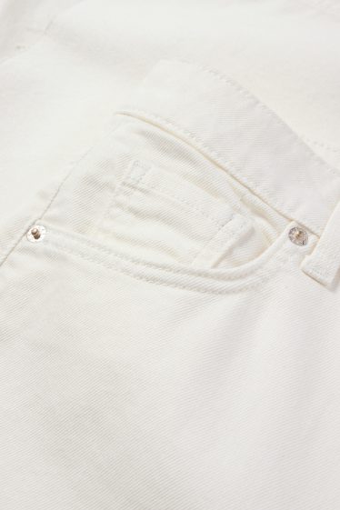 Dames - Korte wide leg jeans - mid waist - wit