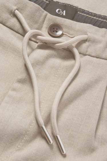 Pánské - Kalhoty chino - tapered fit - s úzkými proužky - béžová