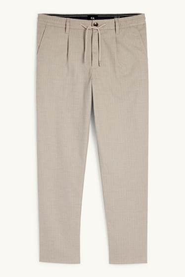 Pánské - Kalhoty chino - tapered fit - s úzkými proužky - béžová