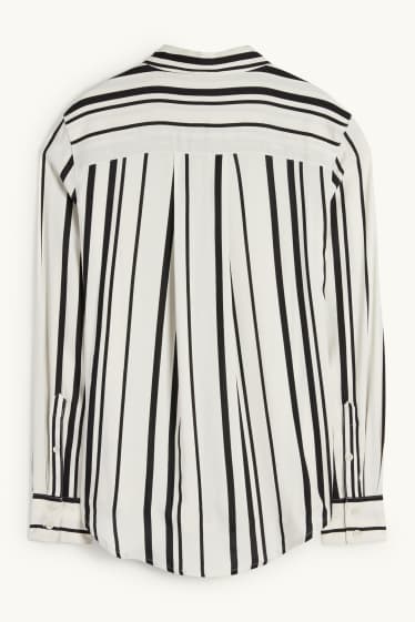 Dames - Blouse - gestreept - zwart / wit