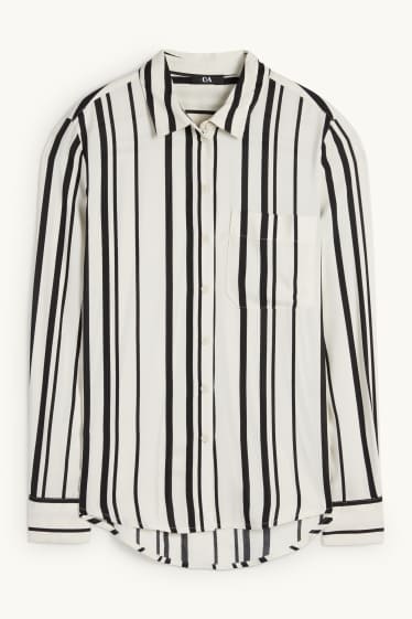 Dames - Blouse - gestreept - zwart / wit