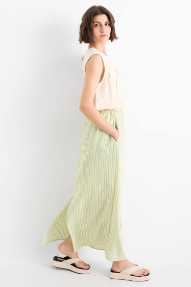 Donna - Gonna - a righe - verde chiaro