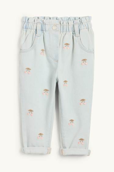 Baby Mädchen - Kirsche - Baby-Jeans - helljeansblau
