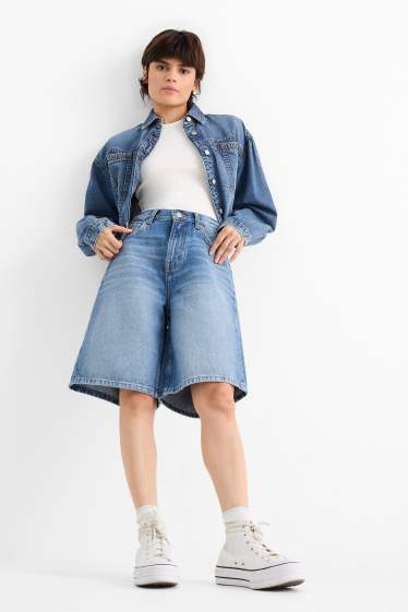 Damen - Jorts - Mid Waist - jeansblau