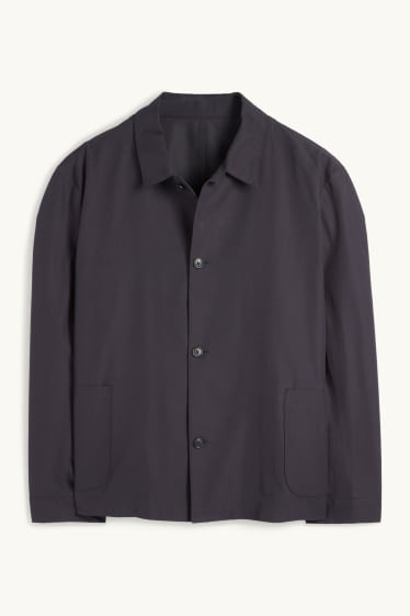Hommes - Veste-chemise - relaxed fit - col kent - noir