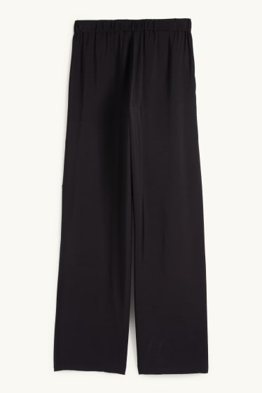 Femmes - Pantalon en toile - high waist - wide leg - noir
