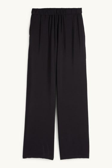 Femmes - Pantalon en toile - high waist - wide leg - noir