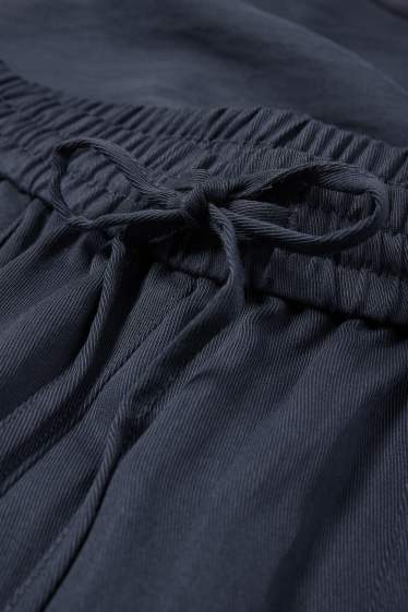 Femmes - Pantalon en toile - mid waist - tapered fit - bleu foncé