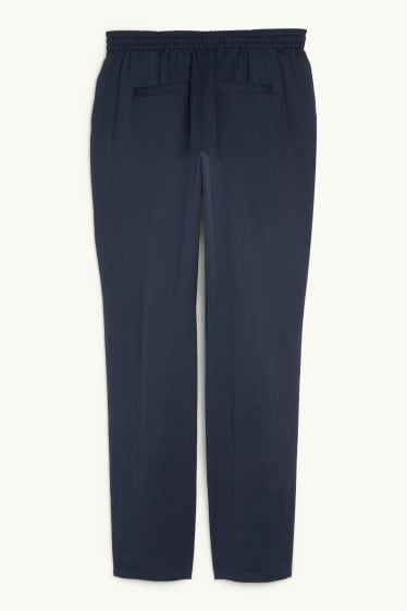 Femmes - Pantalon en toile - mid waist - tapered fit - bleu foncé