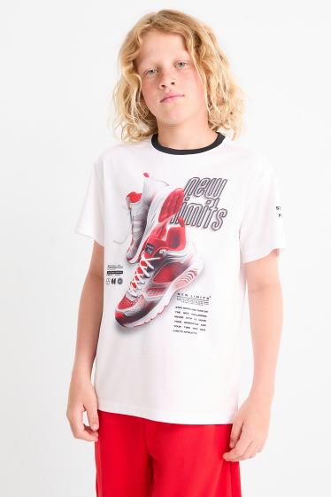 Kinder Jungen - Sneaker - Funktions-Shirt - weiss