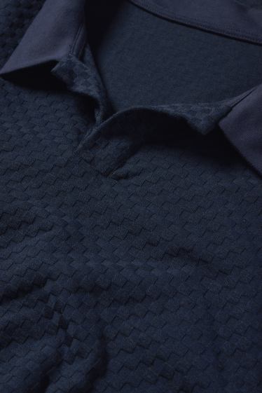 Men - Polo shirt - textured - dark blue