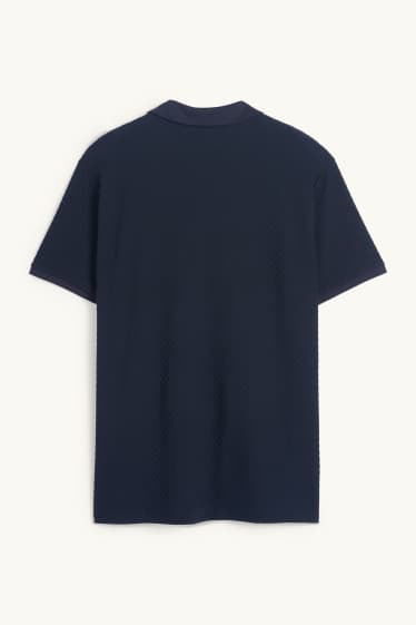 Men - Polo shirt - textured - dark blue