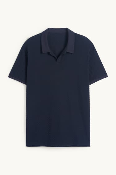 Men - Polo shirt - textured - dark blue