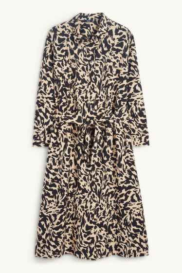 Mujer - Vestido camisero - estampado - beis