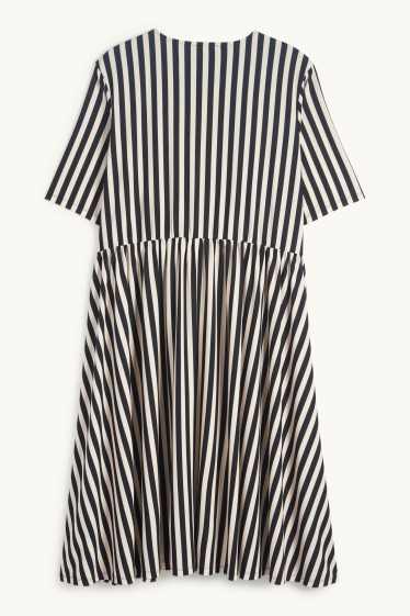 Femmes - Robe portefeuille - à rayures - noir / blanc