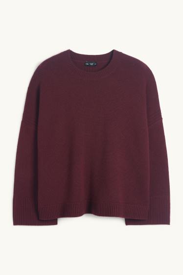 Dona - Jersei amb component de caixmir - barreja de llana - vermell fosc