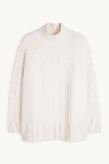 Femmes - Pull à col roulé en cachemire mélangé - laine mélangée - blanc