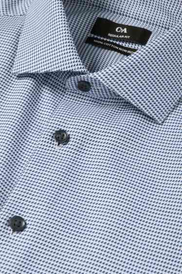 Hommes - Chemise de bureau - regular fit - col cutaway - sans repassage - à motif - bleu