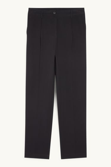 Women - Cloth trousers - high waist - tapered fit - black