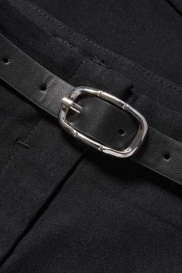 Dames - Capri broek met riem - mid waist - slim fit - zwart