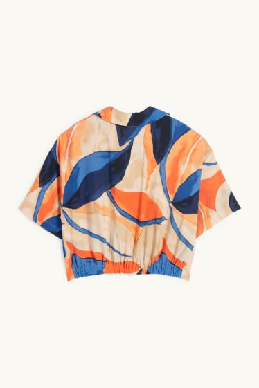 Donna - Blusa con scollo a V - fantasia - arancione